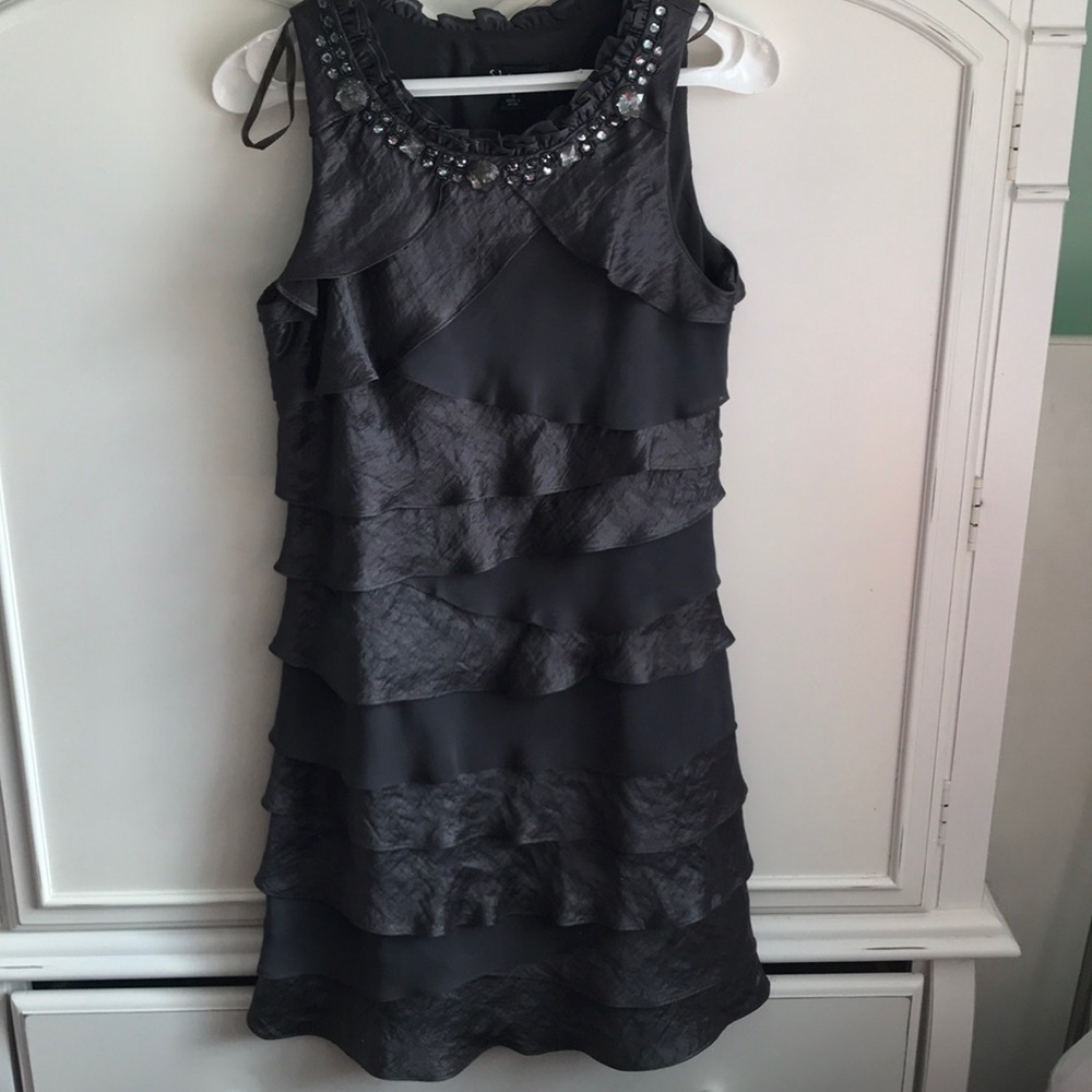 Gray Ruffled Party Dress